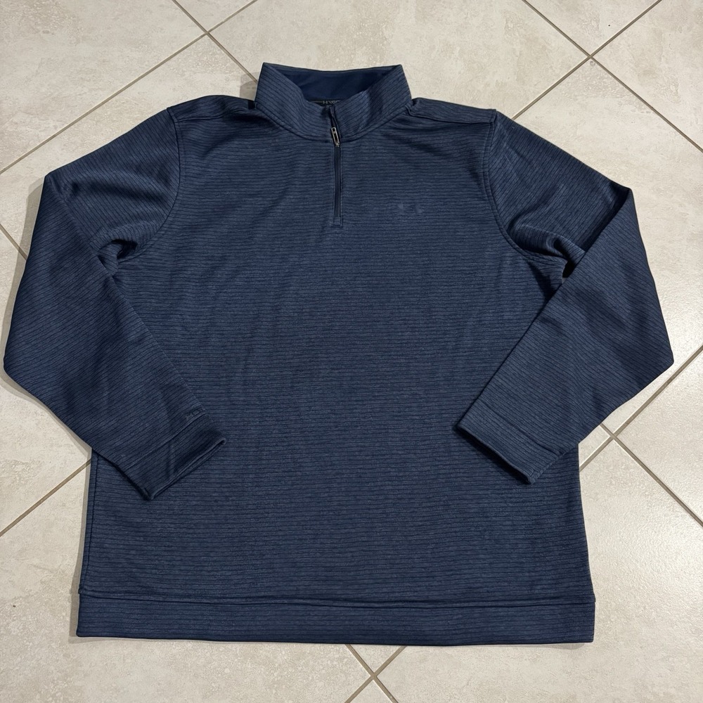 Under Armour Golf Pullover Mens 3XLT Blue Striped Storm Performance‎ Stretch